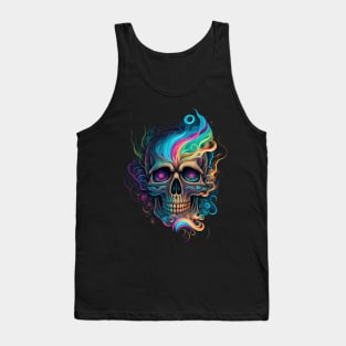 Multicoloured Smoking Skull Tank Top